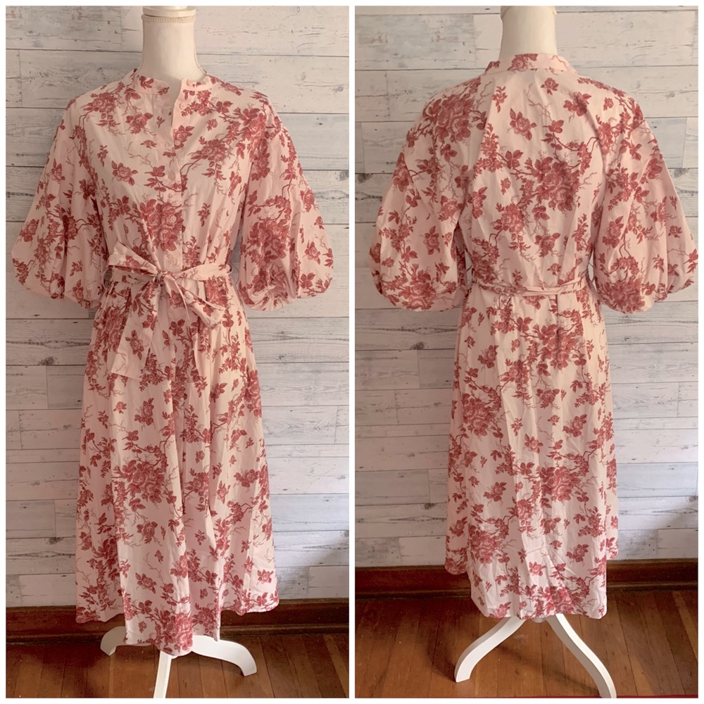 Banana Republic Poplin-puff sleeve shirt dress
